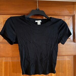 Bozzolo Black Fitted Crop T-Shirt